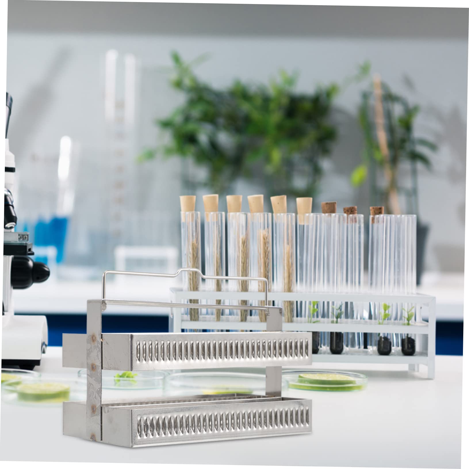 Garneck 2pcs Slide Drainer Microscope Slide Storage Microscope Holder Tool Tray Staining Slide Rack Slides for Microscope Stainless Slide Rack Microscope Accessories Silver Stainless Steel