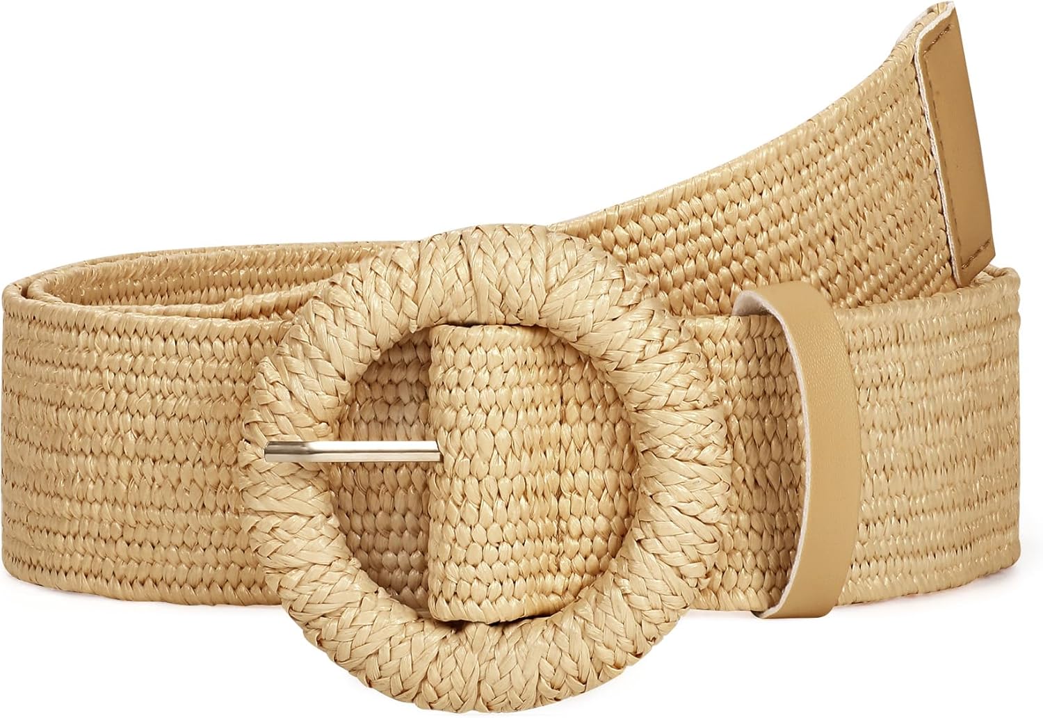 Straw Woven Elastic Belt for Women Stretchy Belts for Dress Fashion Boho Waist Belt Rattan Raffia Ladies Belts