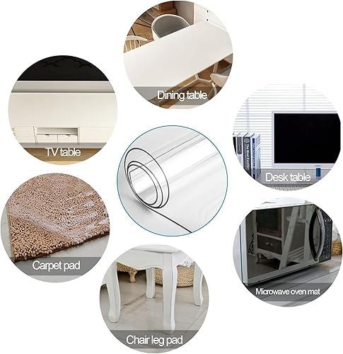 Miniatura 4 de Protector de mesa de PVC transparente de 0.079in para mantel de plástico, resistente al agua, resistente al calor, para mesa de comedor, oficina,