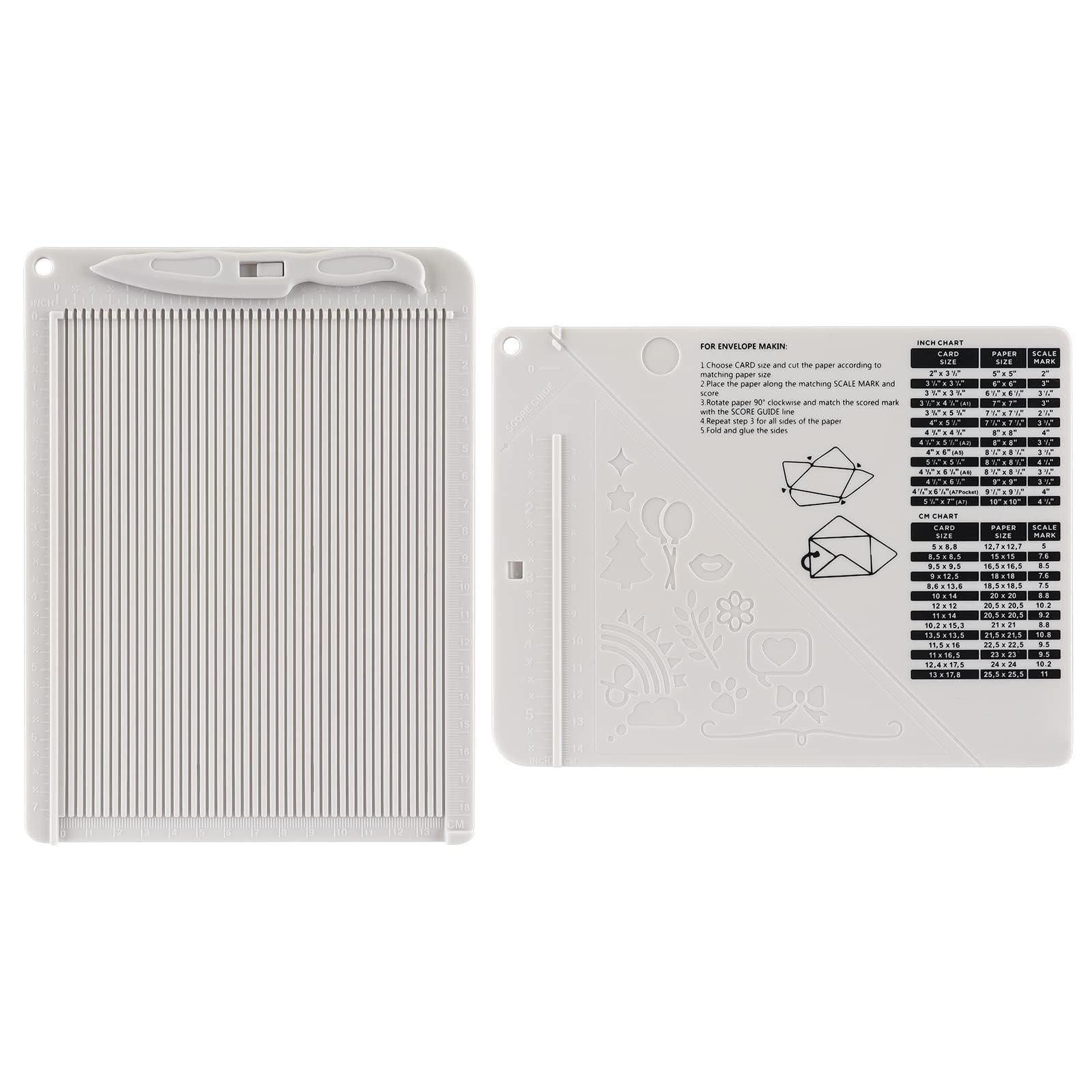 NALACAL Mini Score Board Multi-Purpose Scoring Board Envelope Maker with Bone Folder and Guide for Card Making and Paper Crafts Arts Projects Multi-Purpose Scoring Board & Score and Fold Tools