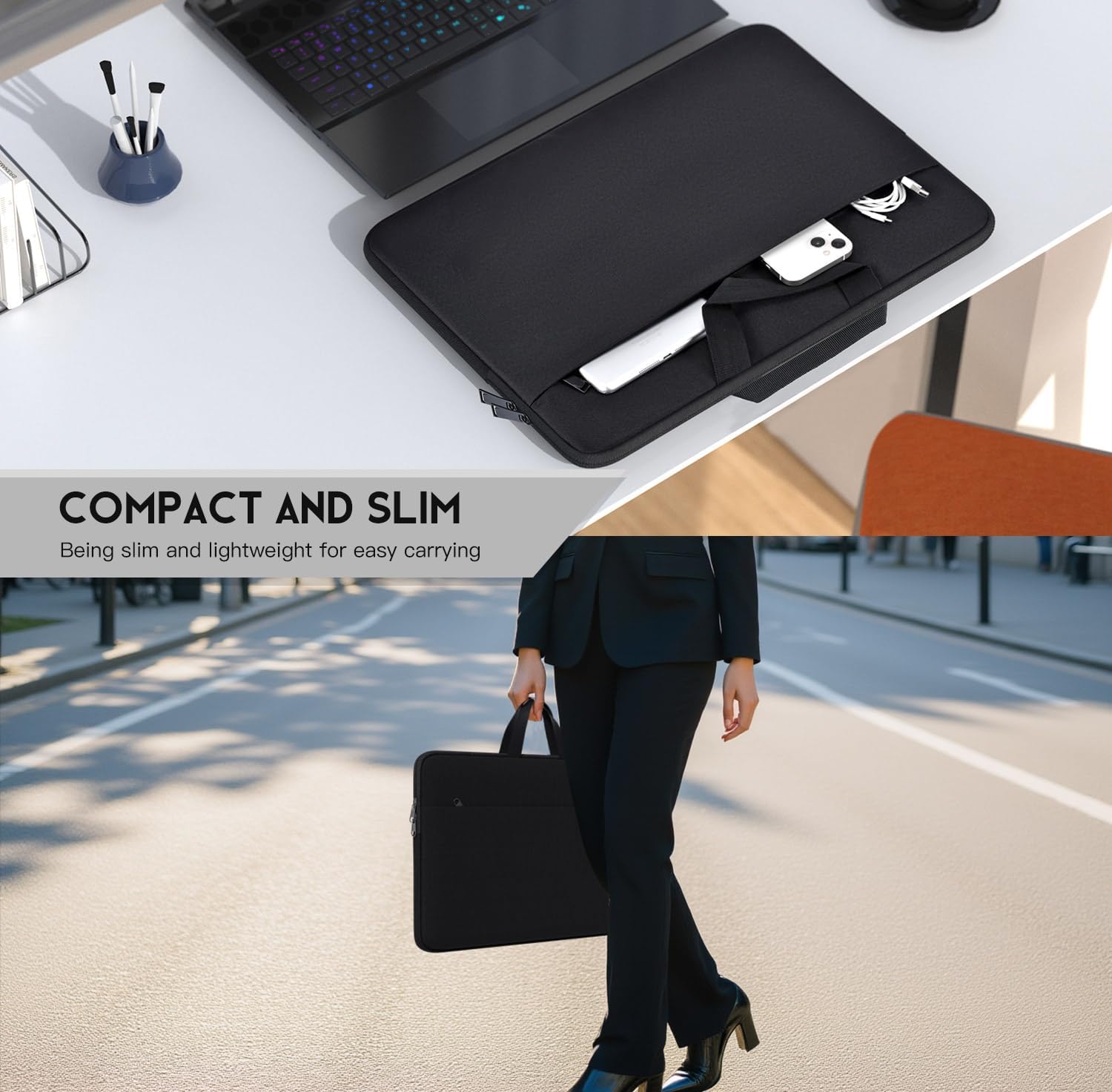 18-19 inch Gaming Laptop Case Sleeve for Dell Alienware 18 Area-51 / m18 / m18 R2, ASUS ROG Scar 18 2025 2024 / Strix G18, Predator Helios 18 / Neo 18, Padded Laptop Carrying Bag Cover w/Handle-Black - Image 7