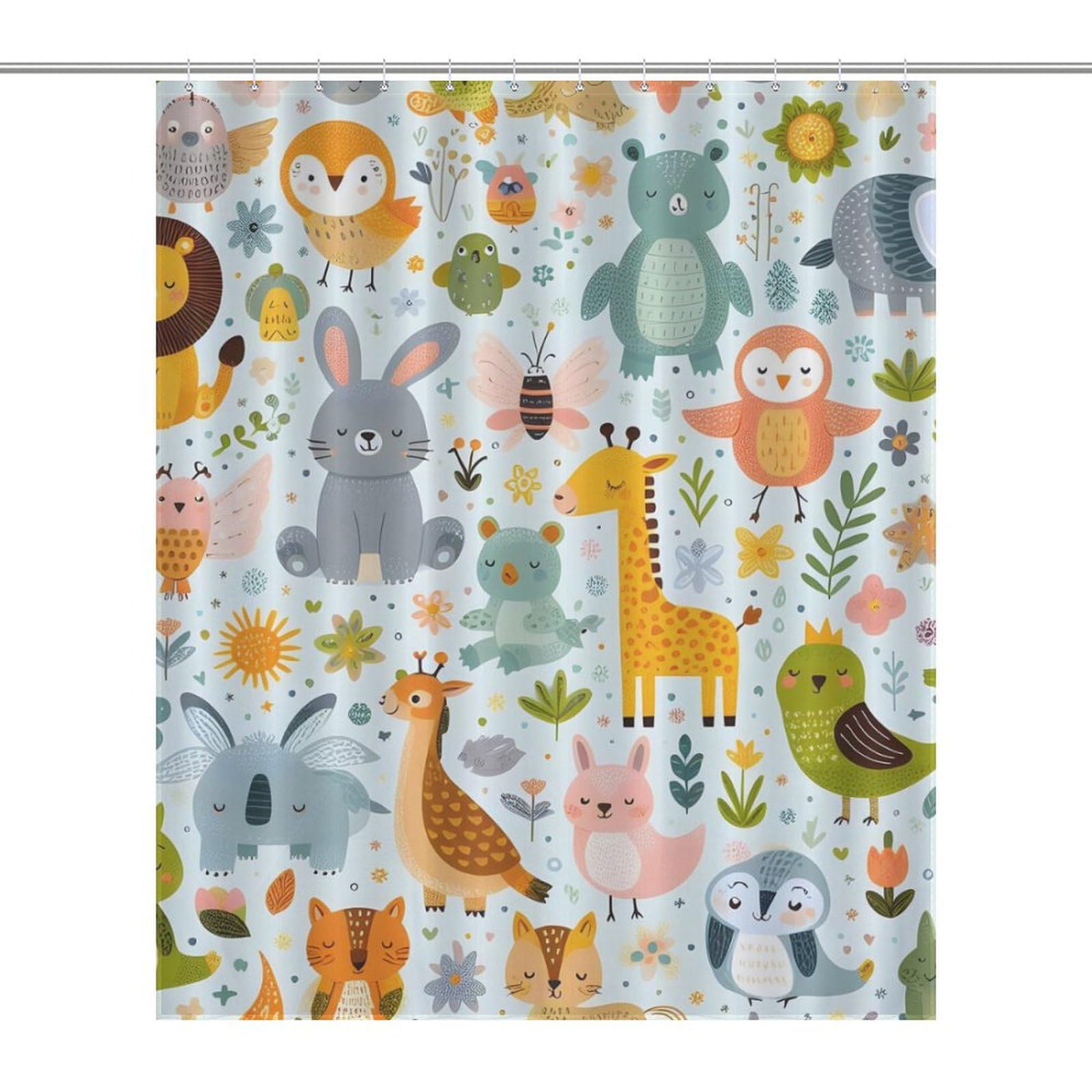 Rideau de douche haut de gamme en tissu imperméable 152 x 183 cm zoo