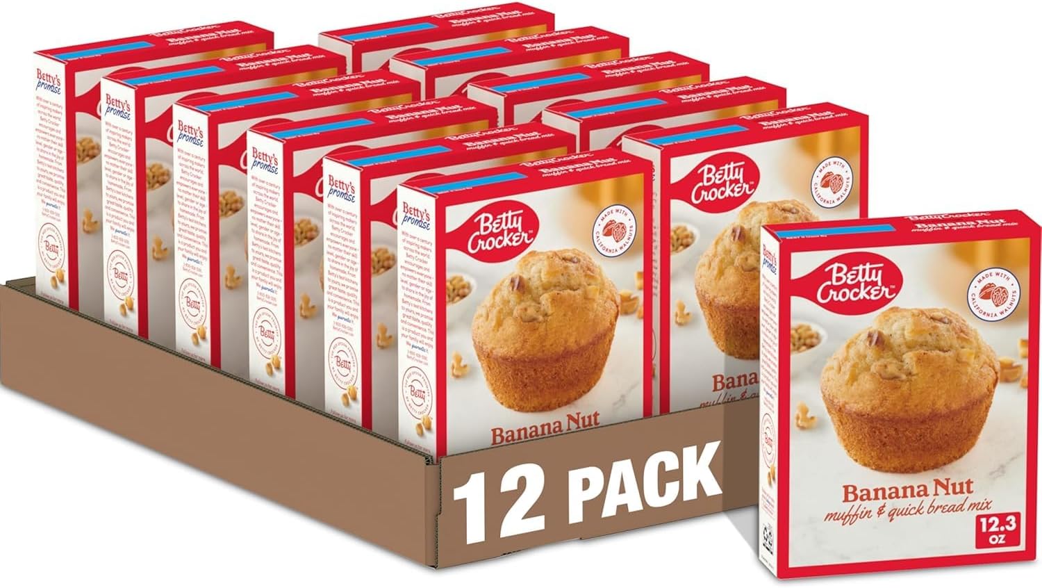 Banana Nut Muffin and Quick Bread Mix, Made with California Walnuts, 12.3 oz (Pack of 12)