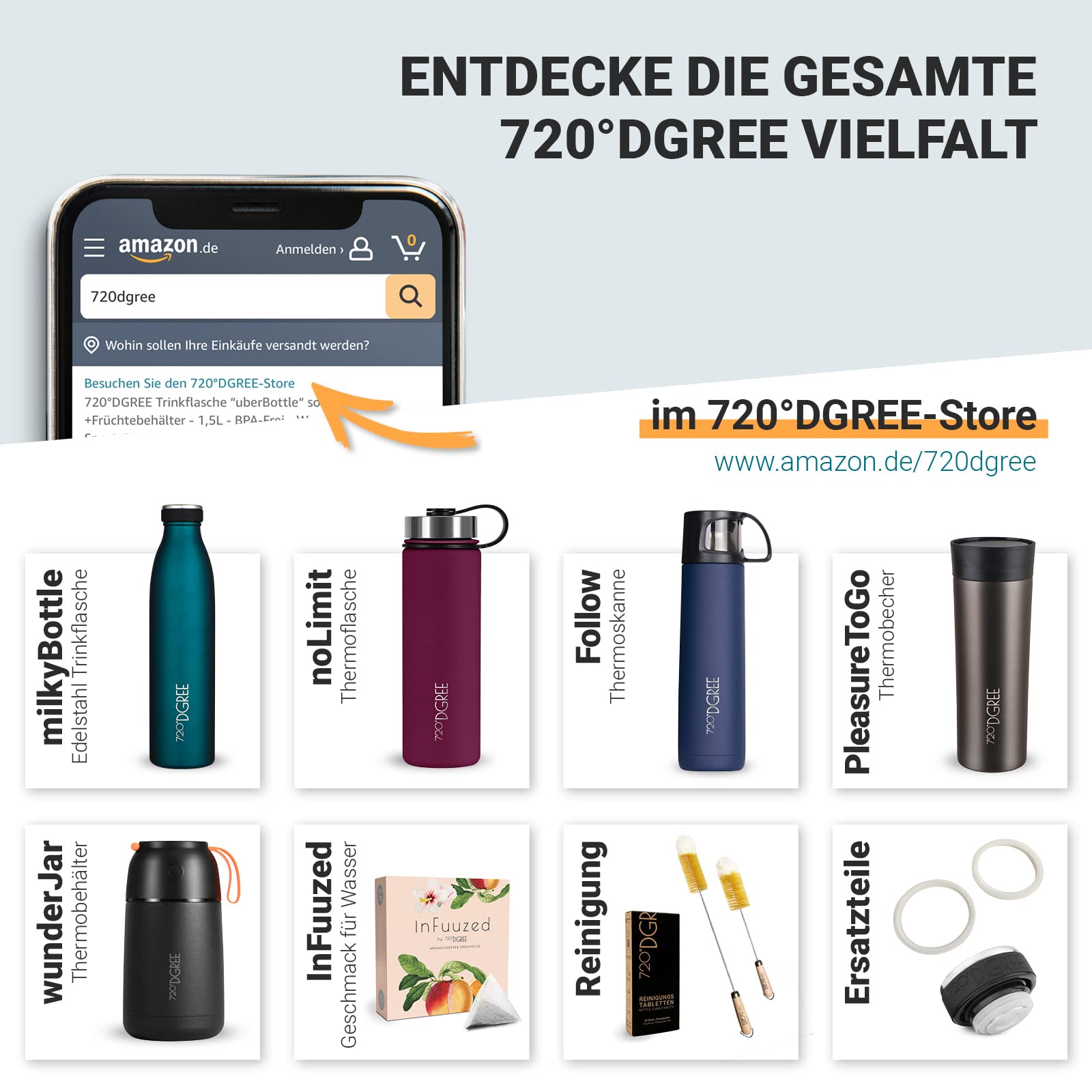 720°DGREE Bottiglia d'Acqua “uberBottle“ +Setaccio Frutta - 350ml, 500ml, 650ml, 1l, 1,5l - Tritan Senza-BPA, Prova Perdite - Il Borraccia Sportiva, Fitness, Ciclismo, Palestra, Scuola, Università - 5