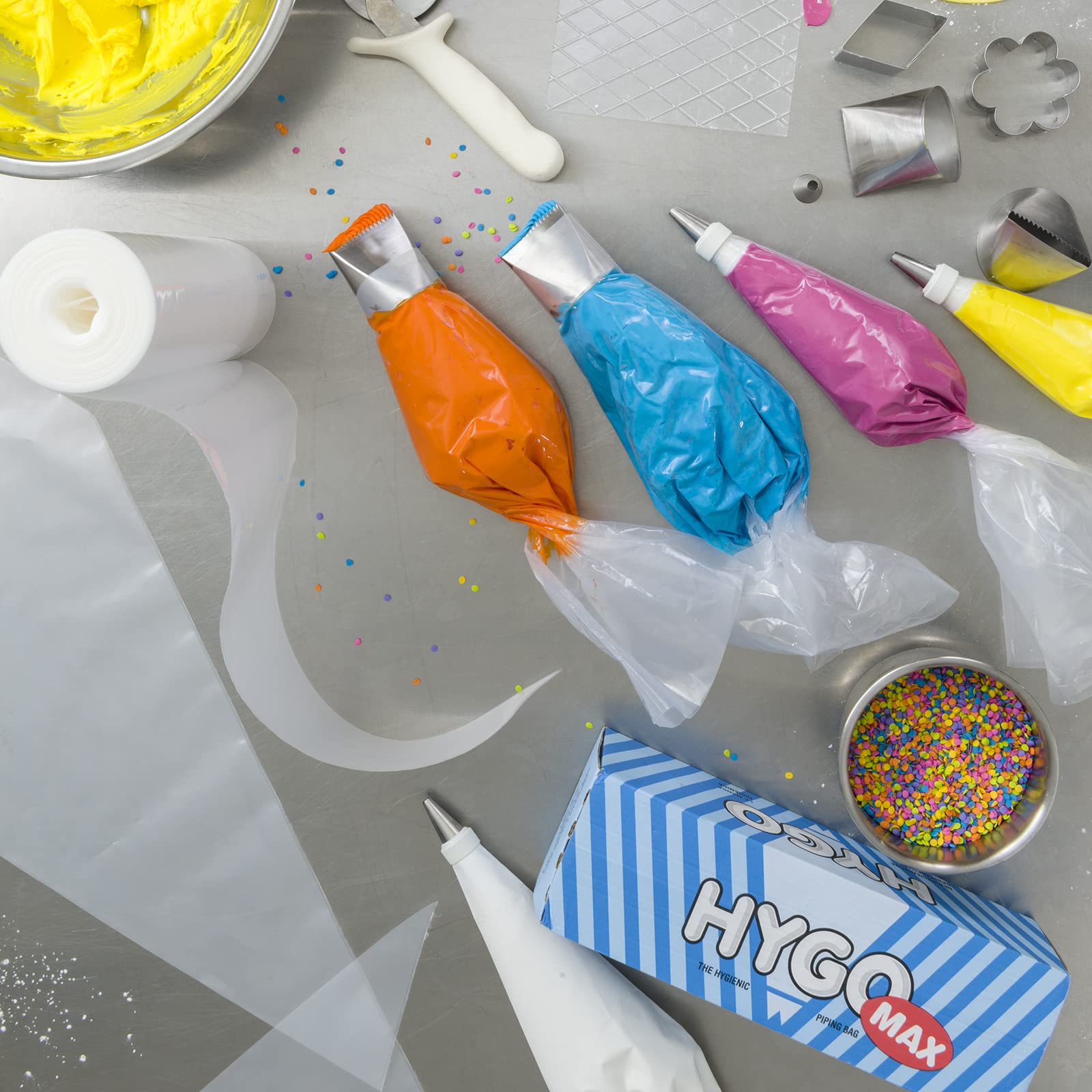 HYGO 25" Disposable Pastry Bag Suministros para decoración de Tart, Plástico, Transparente