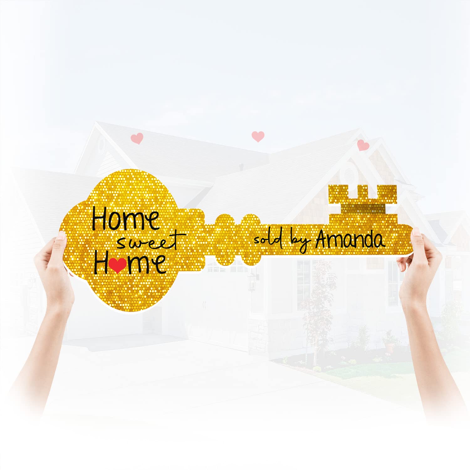Real Estate Photo Props Signs Key Prop Sold Sign Real Estate Prop Keys Giant Car Key Prop Real Estate Agent Supplies Marketing Supplies Closing Gifts For Buyers - Gold Sparkle Size M