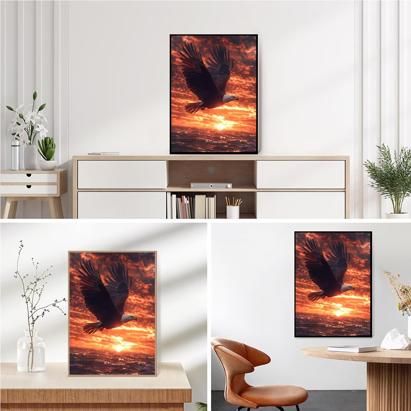 Diamond Painting Kit Completo, Diamond Painting Aquila, 5D Quadrato Pittura Diamante Kit Manualidades Adultos DIY Diamantini Crystal Art Disegni Ricamo Punto Croce Artigianale,80x100cm Tramonto j0-876