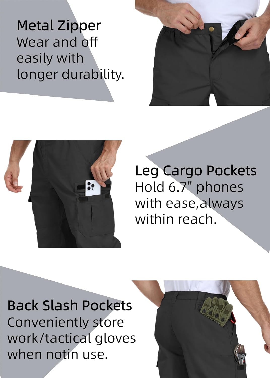 HDL Men's Work Cargo Pants Hiking Tactical Pants Ripstop 7 Smart Pockets
