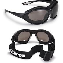 SAFEYEAR Safety Glasses Anti Fog Scratch Resistant ANSI Z87.1 CE Protective Eyewear with Foam Gasket Adjustable Strap