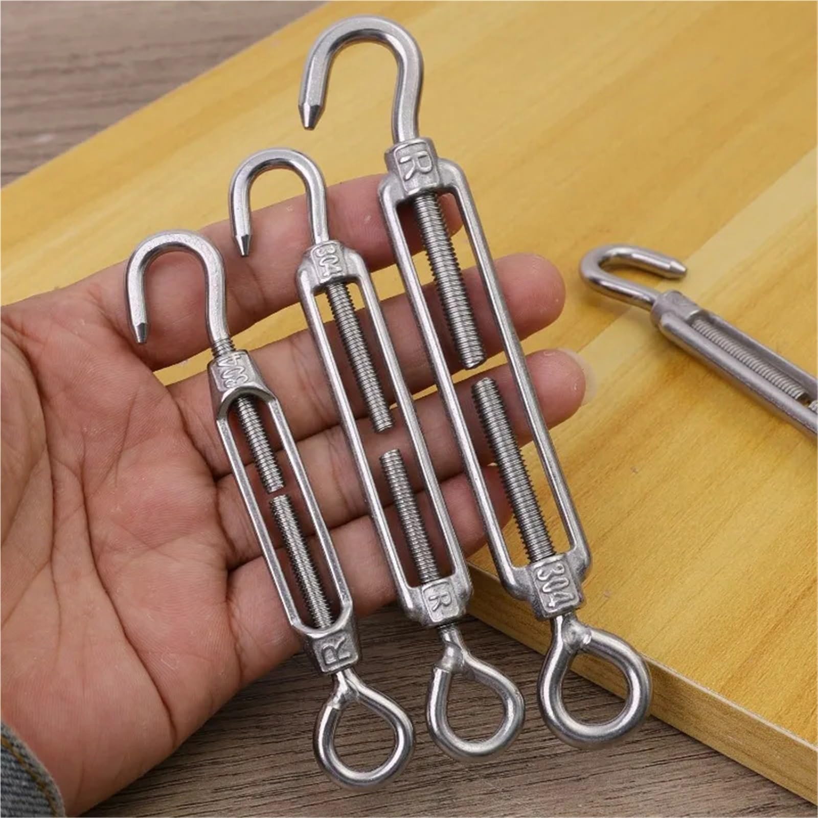 5 pezzi di tenditori a gancio e occhiello in acciaio inossidabile, set tensionamento for cavi da giardino regolabili, dispositivo bloccaggio del tenditore Per Interni Ed Esterni(M6)