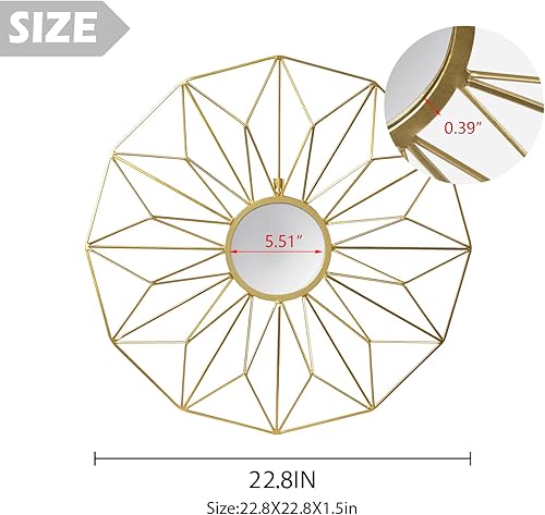 Vista 5 de Asense Espejos circulares de pared de metal de 23 pulgadas, decoración redonda clásica para colgar, arte de pared moderno para decoración del hogar