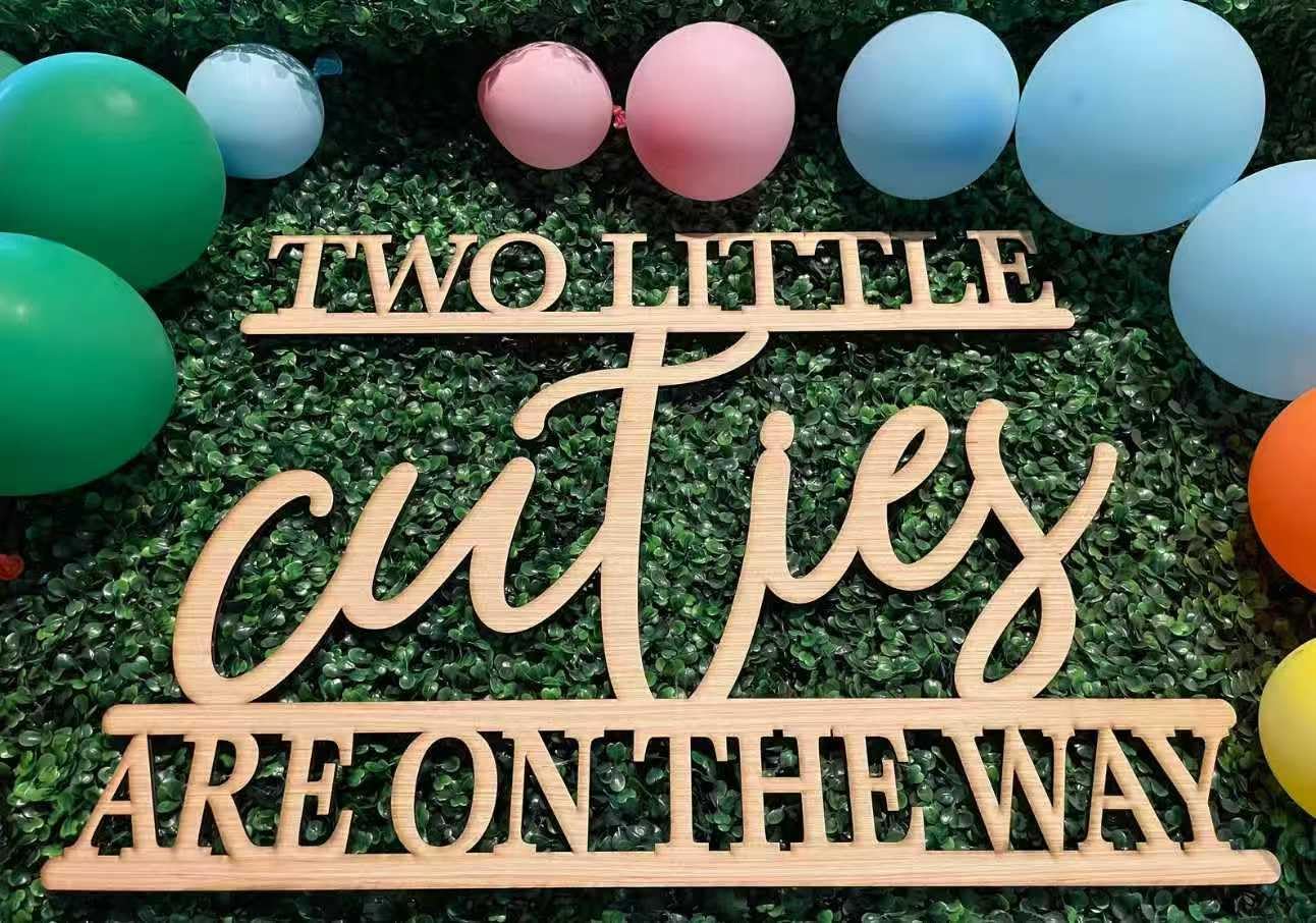 Two Little Cuties are on the way Sign for Backdrop,Wooden Citrus Orange Baby Shower Decoration for Baby Shower Party Gender Reveal Party Decoration