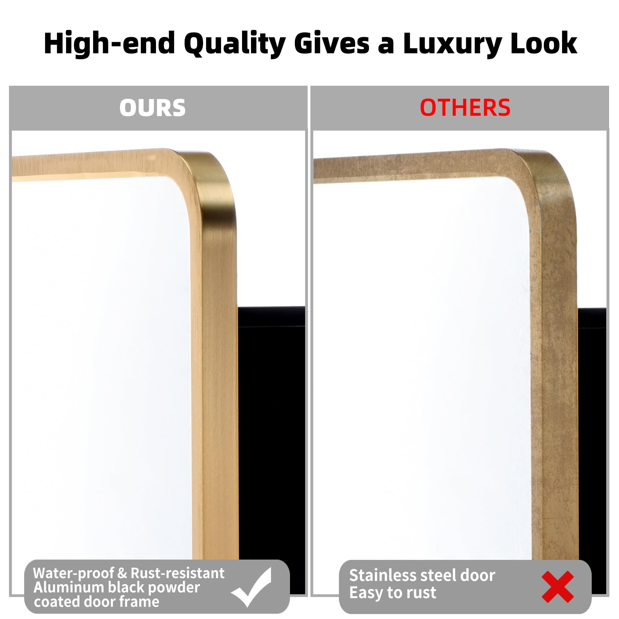 Movo 20x31 Inch Recessed or Surface Mount Medicine Cabinet with Mirror Aluminum Metal Framed Bathroom Mirror Medicine Cabinet Rectangle Storage Cabinet Gold