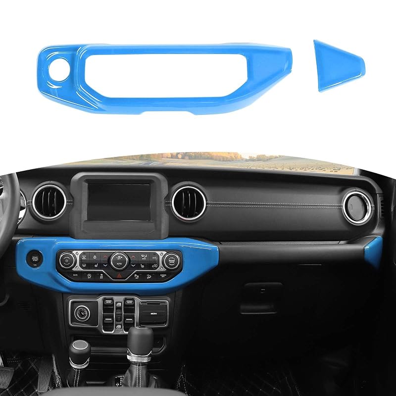 Capa de acabamento do painel dos interruptores do ar-condicionado para Jeep Wrangler JL e Gladiator JT Azul-bebê RT-TCZ, 2 peças