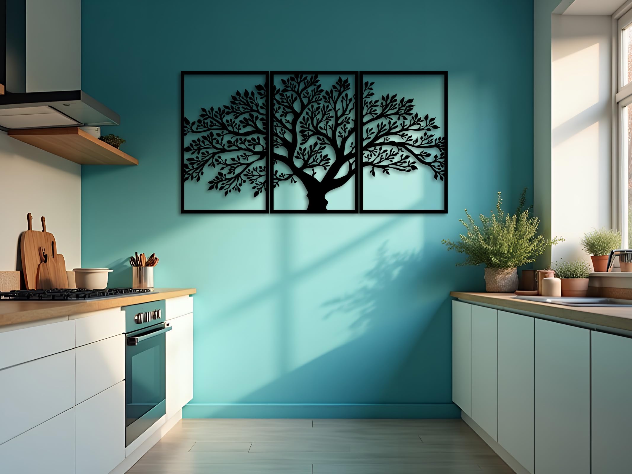 Kajaro Arbre Tableau Mural Bois 3 pièces, 1500x800 mm