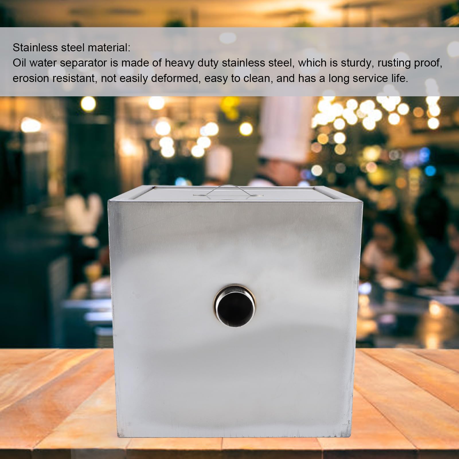 Commercial Grease Interceptor, 30x30x30cm Stainless Steel Grease Trap Under Sink Grease Trap Waste Water Oil Water Separator for Restaurant Factory 50mm Inner Pipe Diameter