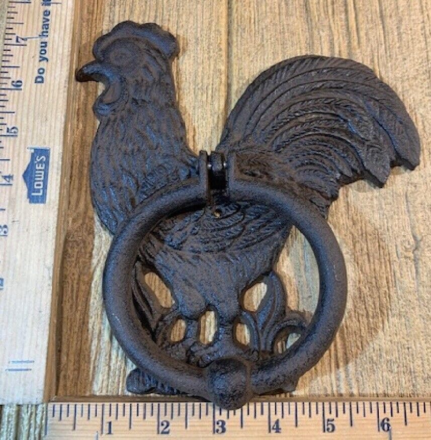 Vintage LARGE 7 3/4" TALL Rooster Chicken Hen Door Knocker Country Farm Decor 0184-01629