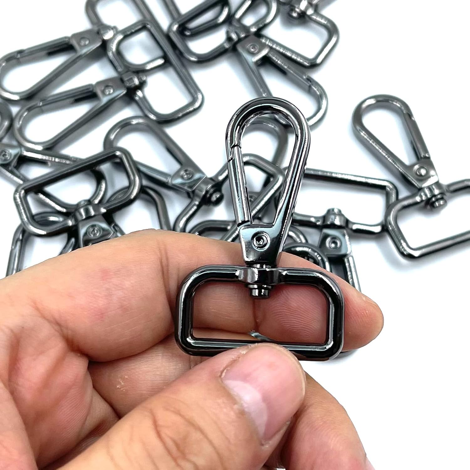 20 Pcs Square Ring Lobster Clasp Claw Swivel with D Rings for Strap Push Gate Lobster Clasps Hooks Swivel Snap Fashion Clips (Gunmetal 1 inch)