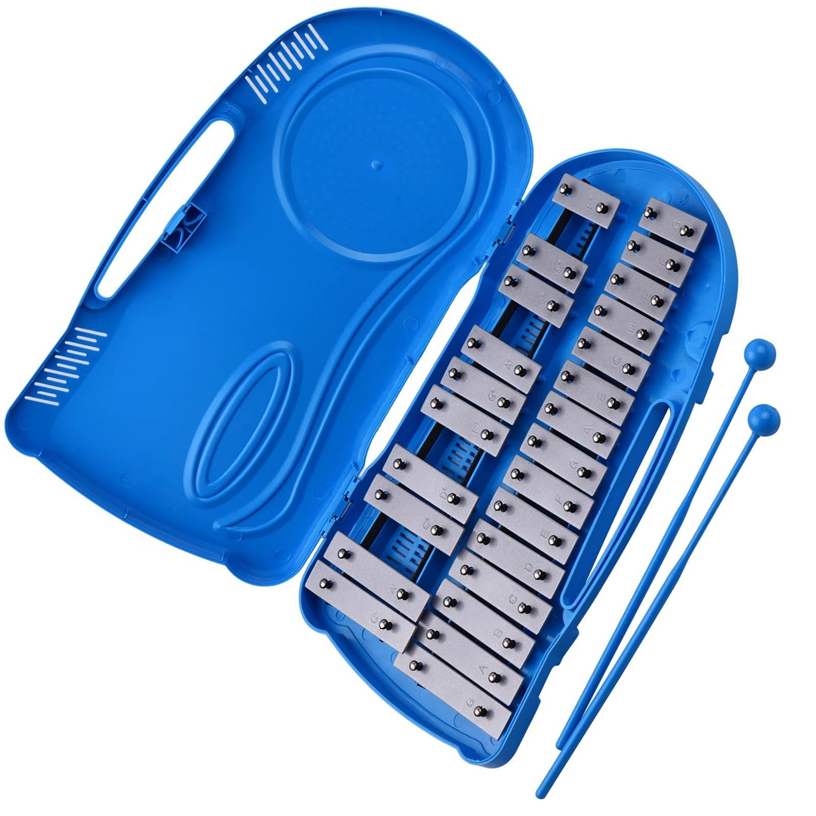 Instrument de Percussion Glockenspiel Durable en métal de 25 notes avec boîtier en plastique bleu 2 maillets Glockenspiel Percussion Instrument