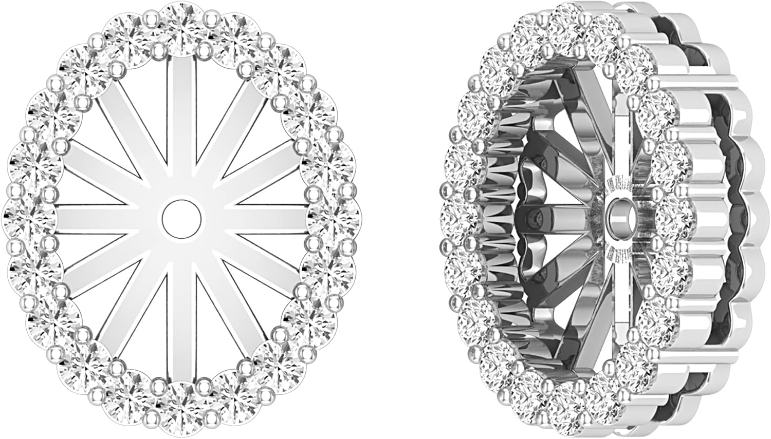Dazzlingrock Collection Round White Natural Diamond Oval Shaped Removable Earring Jackets for Women in Real Solid Gold (0.42 Ctw)