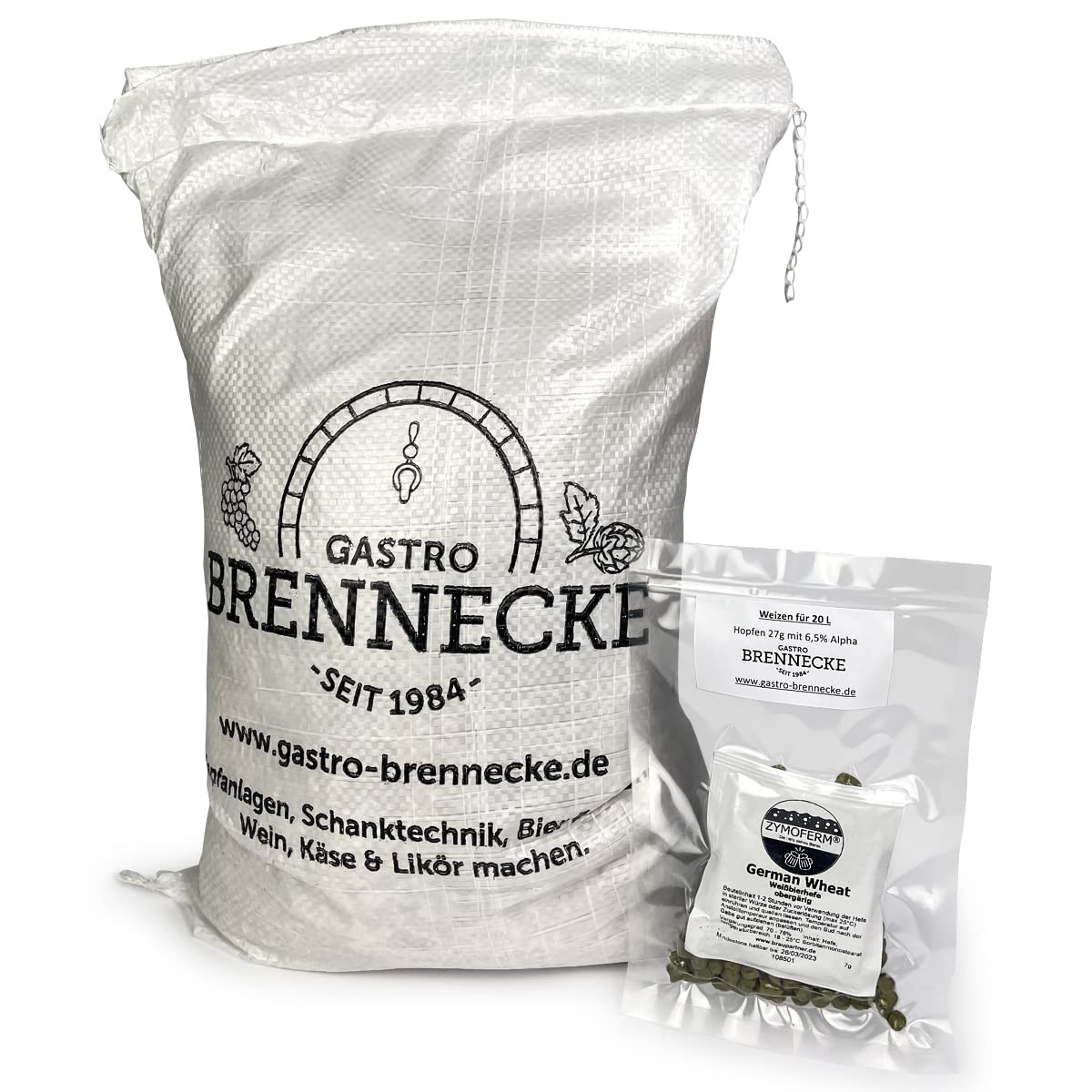 Malzmischung Weizen mit Hopfen und Bierhefe geschrotet oder ungeschrotet (50 Liter, geschrotet)