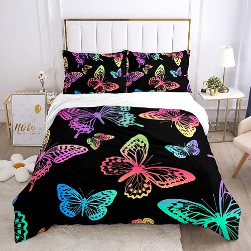 Miniatura 3 de Juego de funda de edredón de unicornio para niñas, tamaño doble, funda de edredón para niños, impresión 3D, microfibra suave, 1 funda de edredón con