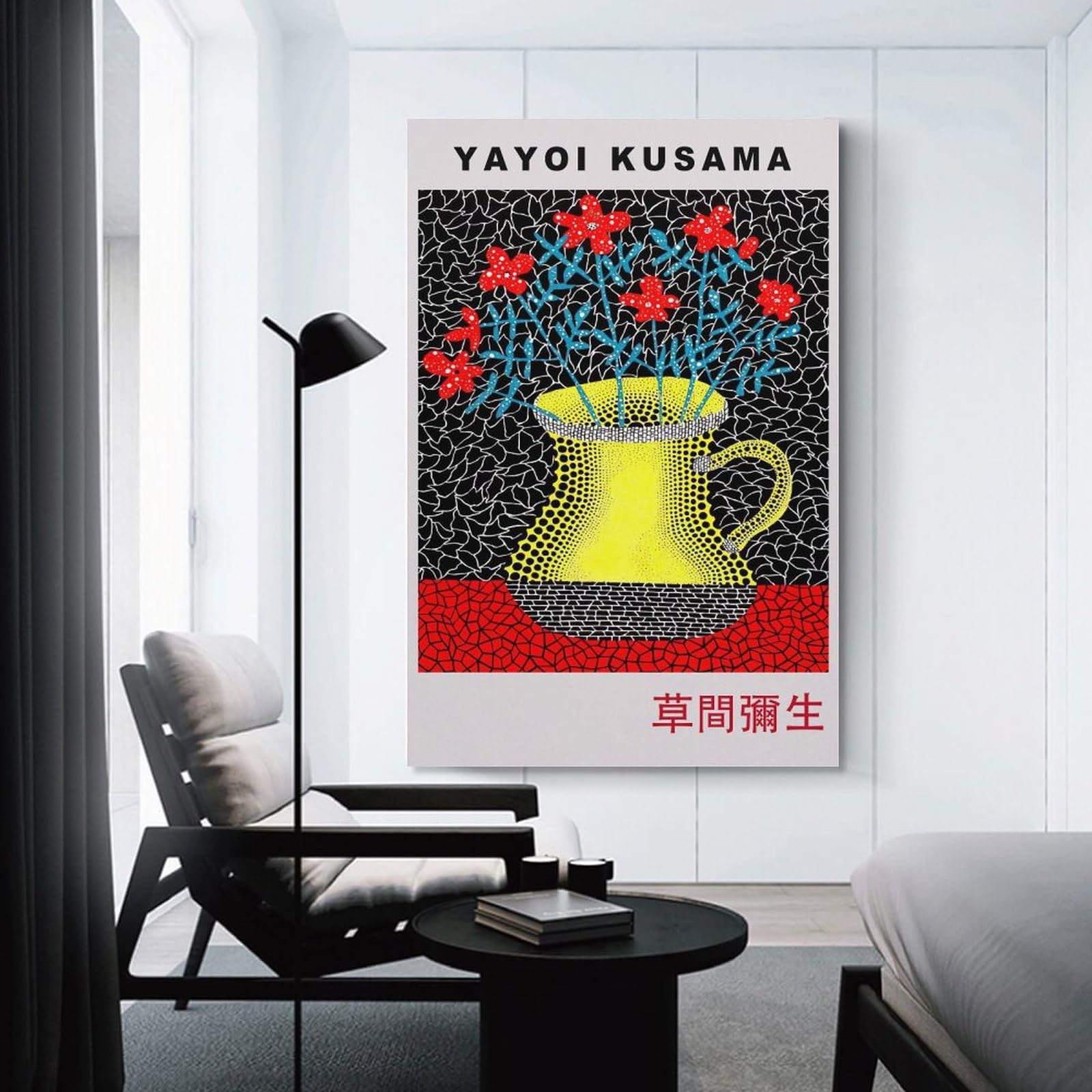 THAELY Pôster Yayoi Kusama Arte Vintage Vaso e Flores Pintura em