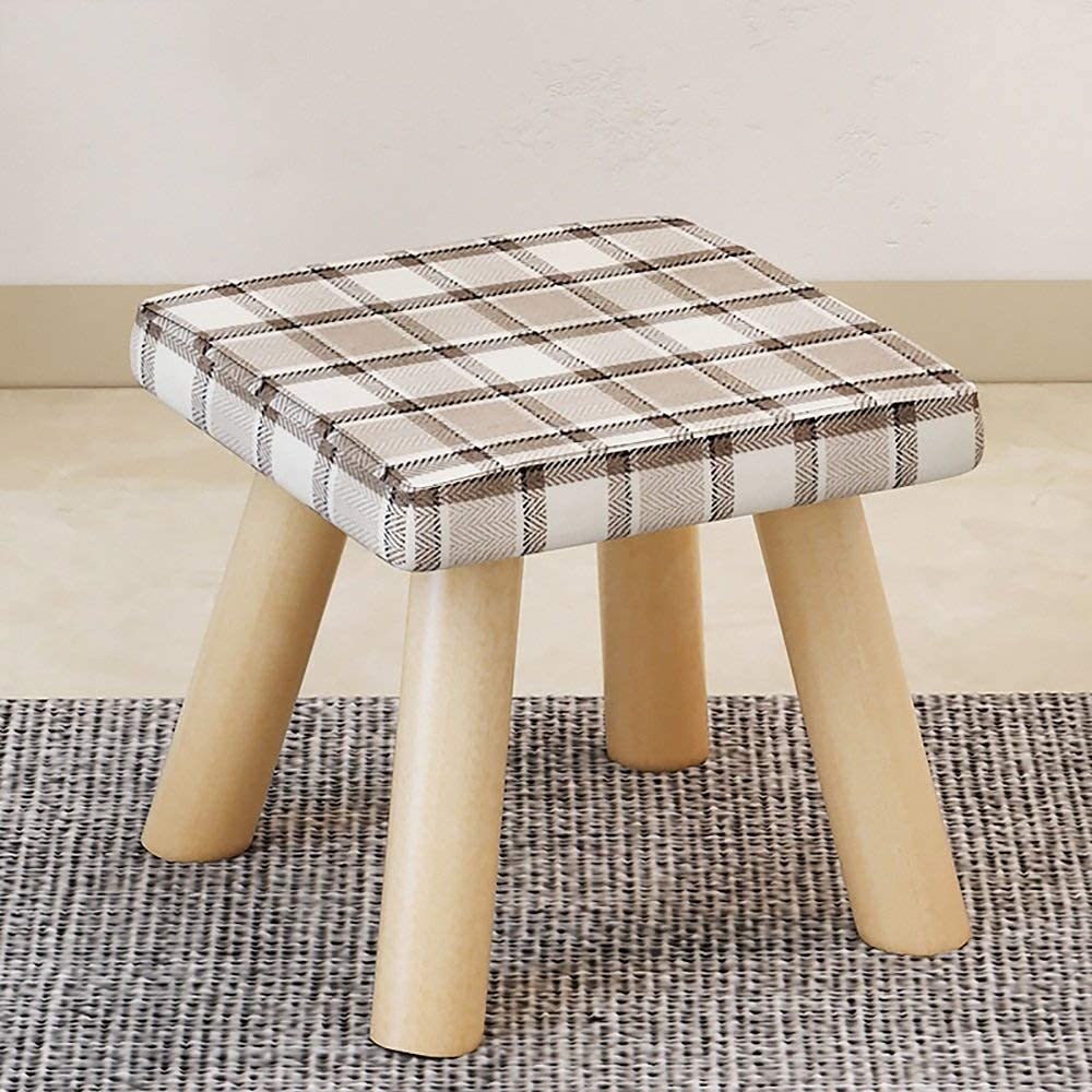 Repose-pieds en bois massif tabouret carré salon entrée couleur B