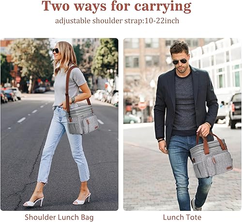Miniatura 2 de LOKASS Lonchera y bolsa de almuerzo para mujeres y hombres, lonchera expandible con aislamiento para adultos, bolsa enfriadora a prueba de fugas con