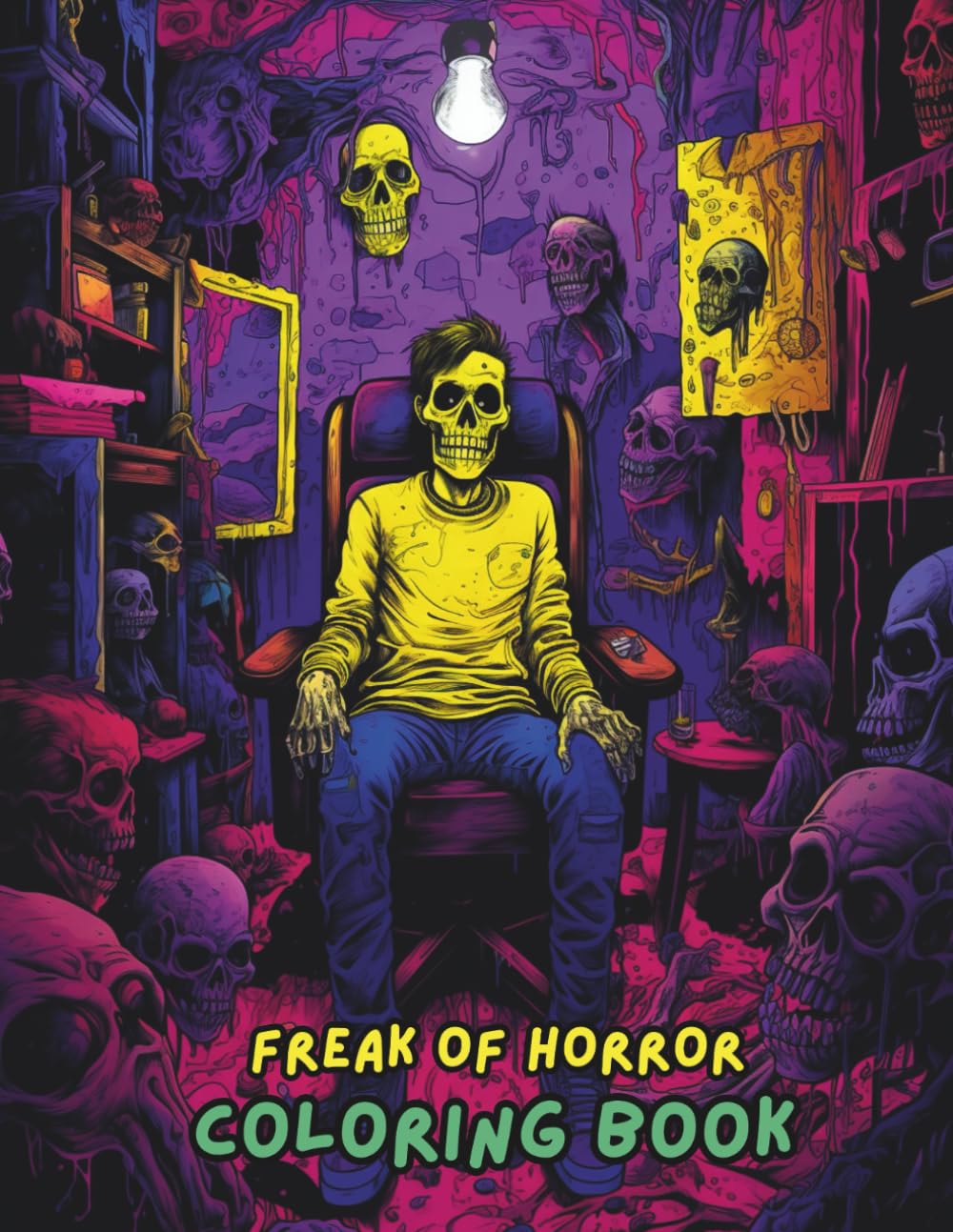 FREAK OF HORROR Coloring Book for Adults: Scary, Creepy, Spooky & Terrifying Designs | Haunted Houses, Monsters, Zombies, Witches, Evil Clowns, Skulls & Gothic Horror Art to Color