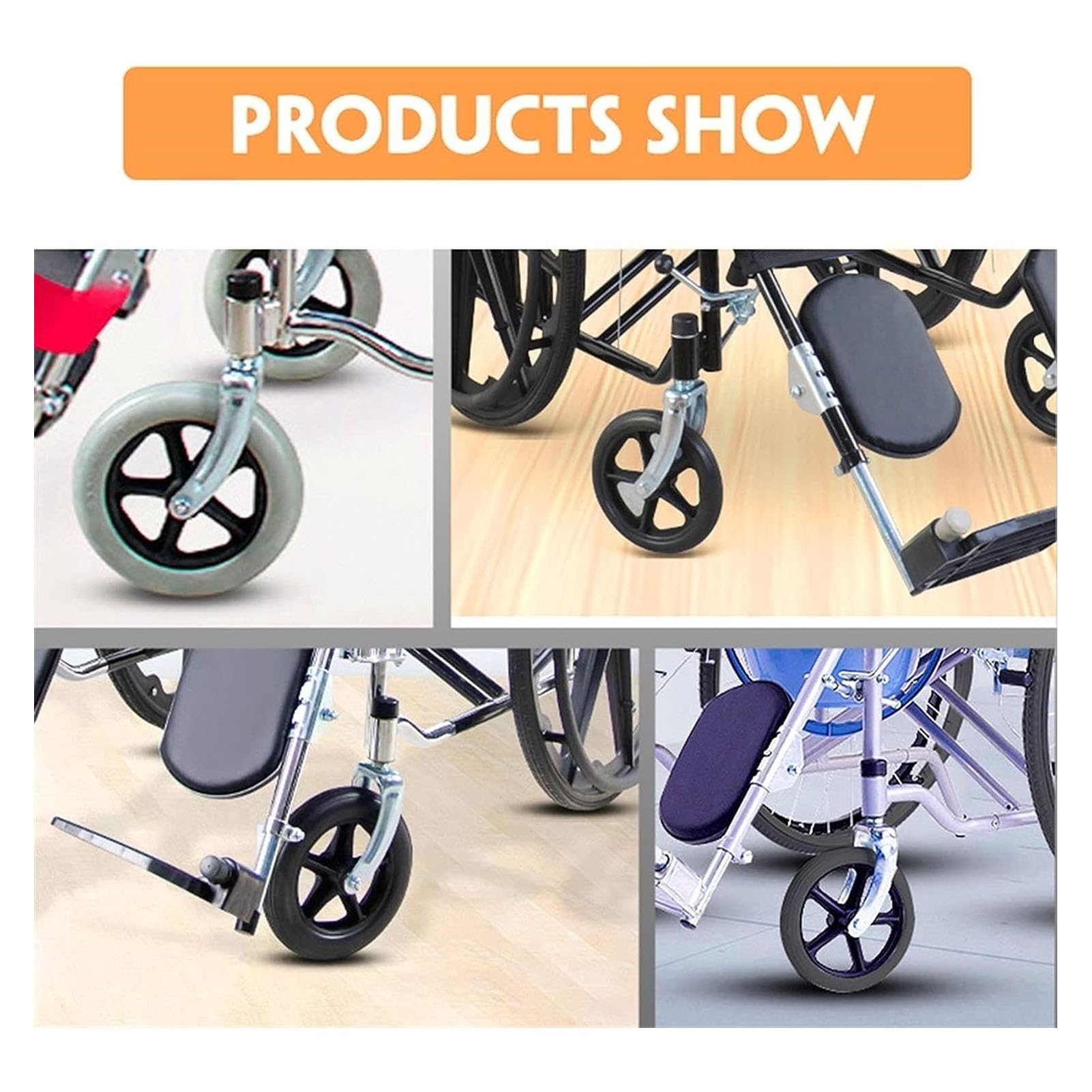 FLEXMAN Wheelchair Front Wheel, 120KG Load Capacity 7in Thickened PU Wheel Specialist Replacement Parts for 7in Wheel Wheelchair Grocery Cart Scooter
