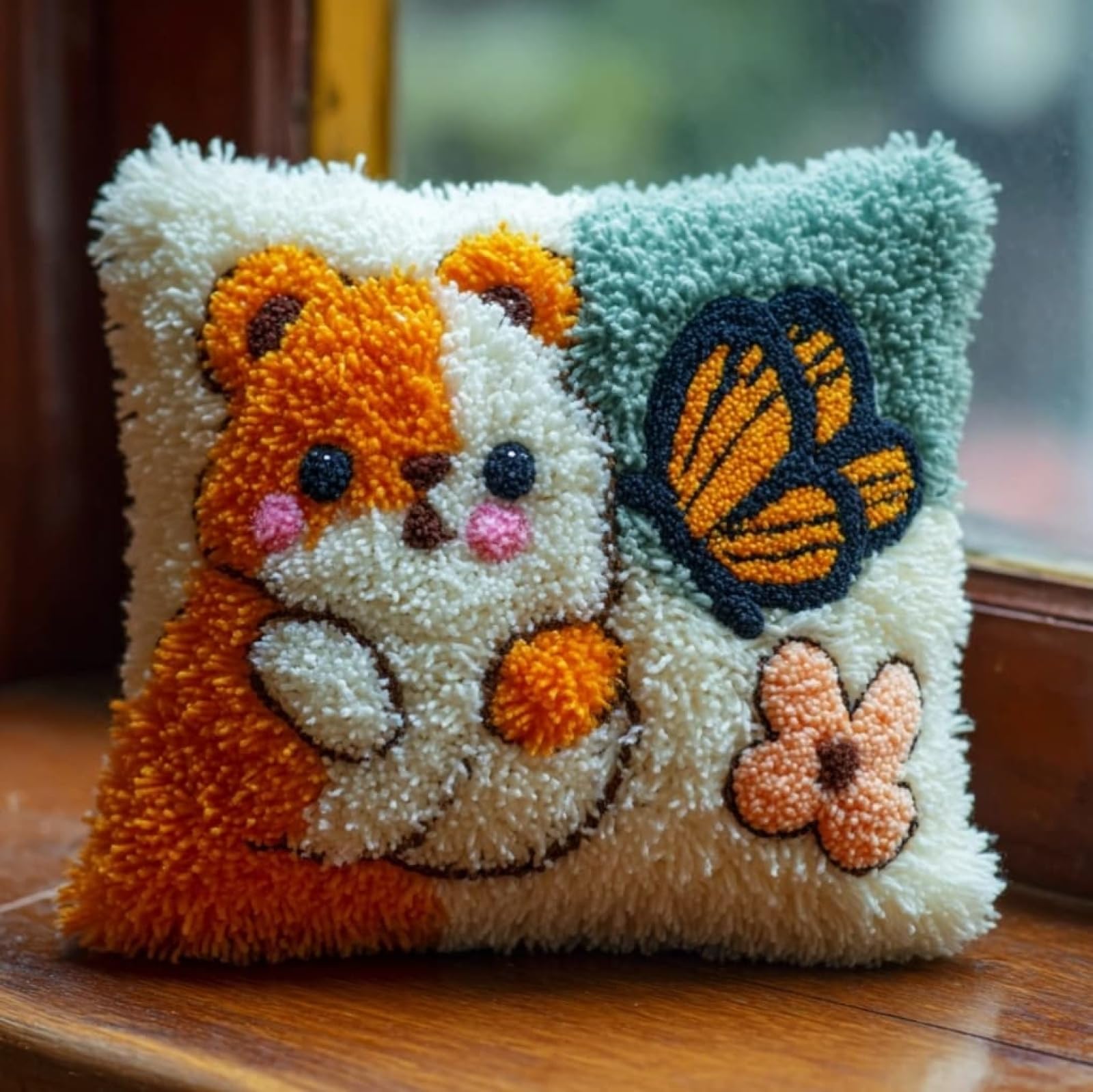 WallustrioaW Latch Hook Cushion Kits for Adults,Hamsters and Butterflies