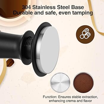 Prensador de café 51 mm Tamper de Acero Inoxidable para espresso Tamper con mecanismo de resorte integrado y presión de 30 lbs adecuado para filtros de 51 mm4