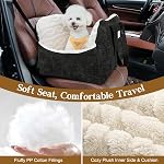 Pawaboo Small Dog Car Seat -Extra Soft- Dog Bed Car Seat for Small Dogs, Puppy Seat for Car with Fixed Buckle and Safety Leash, Thickened Dog Bed Car Seat, Pet Travel Carrier Bed Up to 25lbs, Black