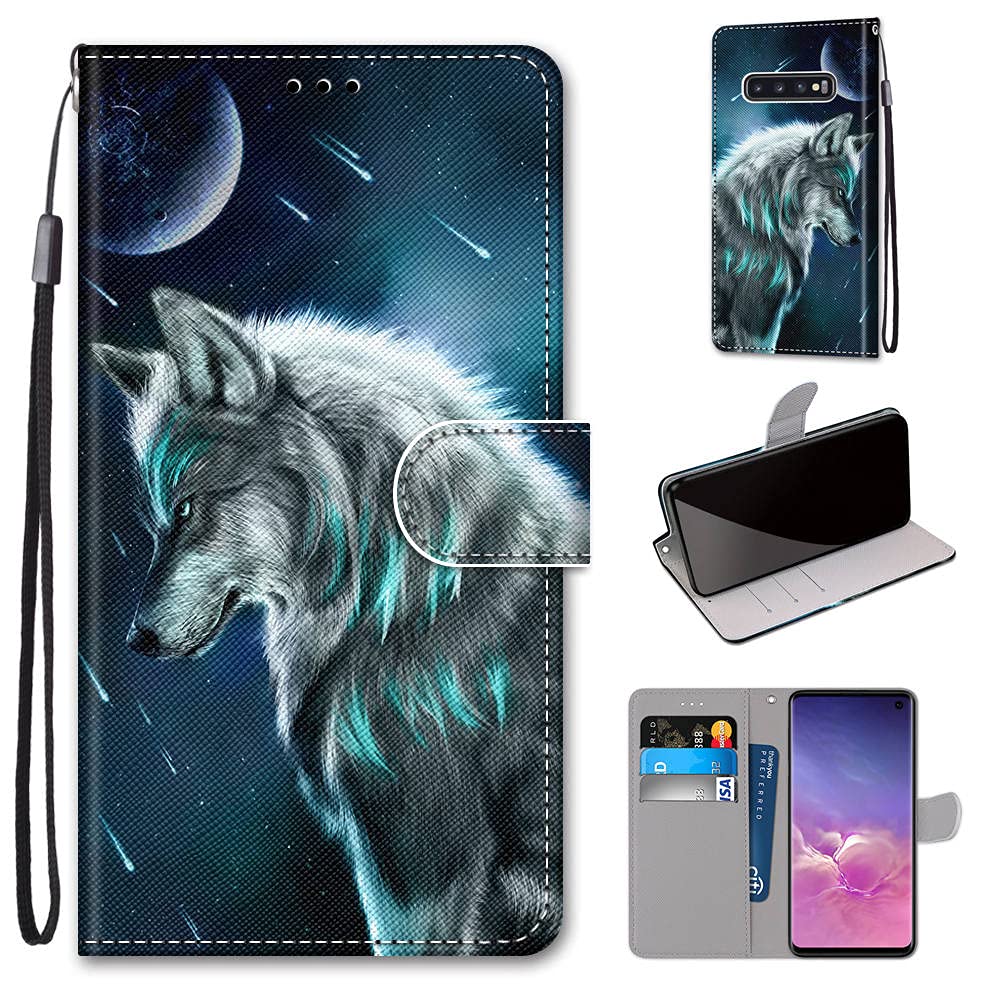 Uposao Cover Compatibile con Samsung Galaxy A41 in Pelle PU Cuoio Cerniera Fiori Pizzo Portafoglio a Libro Custodia Funzione Antiurto Libro con Supporto,Slot per Schede,Cinturino da Polso,Blu