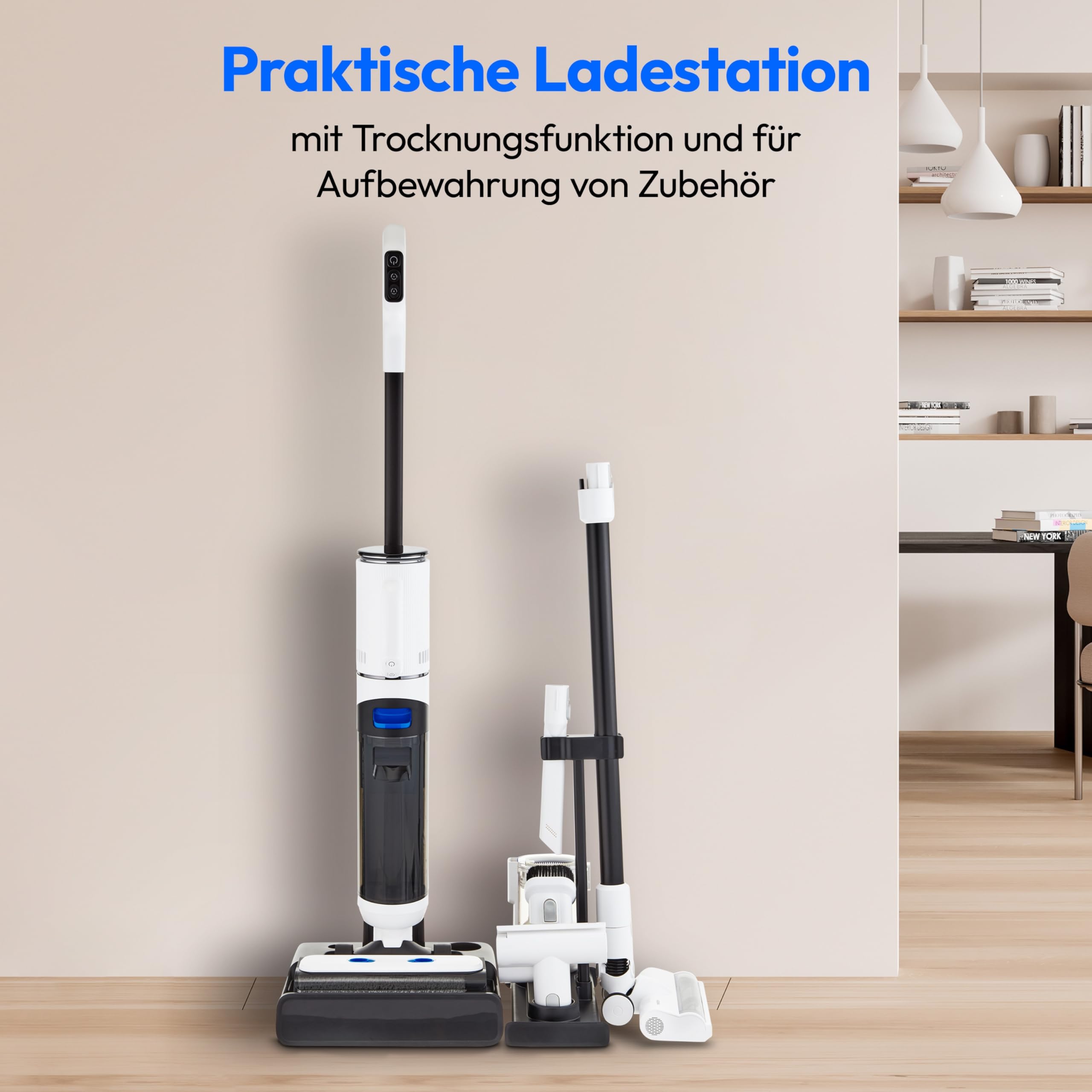 MEDION Nass Trockensauger H30 (2in1 kabelloser Saugwischer und Akku Staubsauger, bis zu 45 Min Laufzeit, getrennter Frischwasser Schmutzwassertank, Wischsauger für Hartböden Teppich)