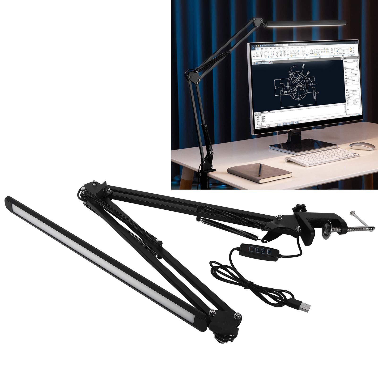 Lampada a Clip LED Regolabile con 3 Temperature di Colore, Luce di Lettura per La Protezione degli Occhi, Soluzione di Illuminazione Domestica Alimentata Tramite USB con Regolazione Continua