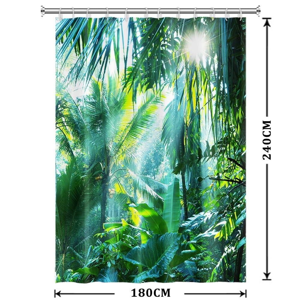 Uiiooazy Cortina de Ducha de Hoja Eucalipto, Cortinas de Ducha Verde Oro Abstracto Planta Cortinas de Baño Antimoho Impermeable Lavable Tejido de Poliéster Cortina Ducha con Ganchos 90x180cm — view 256