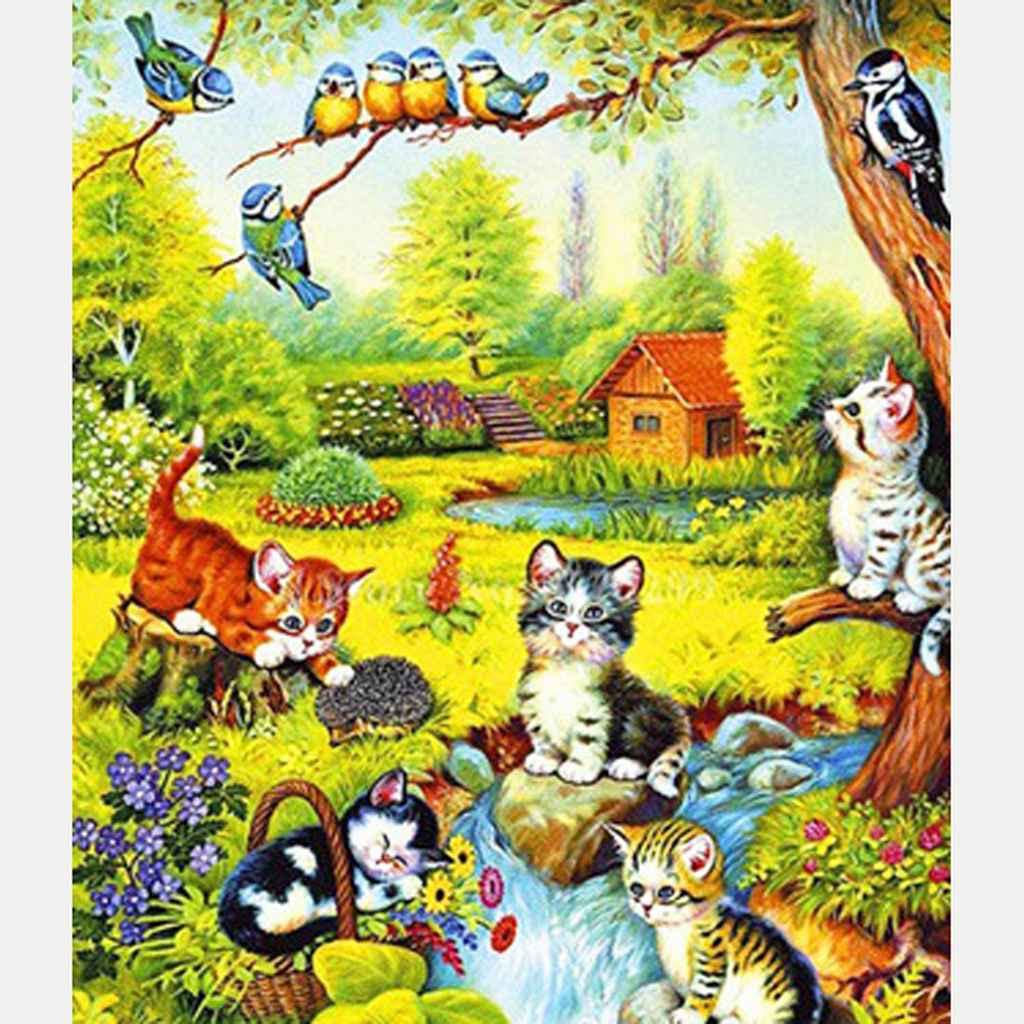 Zariocy 5D Diamond Painting Kit Gatto – 30x30 Cm, Tela Con Adesivo, Diamanti Rotondi, Arte Fai Da Te Antistress
