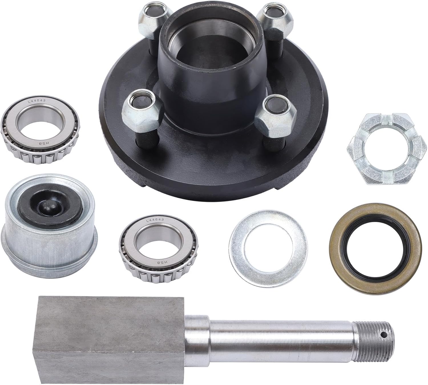 labwork 4 on 4 Inch Trailer Hub Kit Include 1 Inch Square BT8 Spindle and Trailer Bearing Kit Suitable for 2000lbs Axles