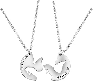 Best Friend Necklaces Matching Wolf and Fox Best Friend Jewelry Bestie 01 bestie 02 BFF gifts Friendship Necklace for 2