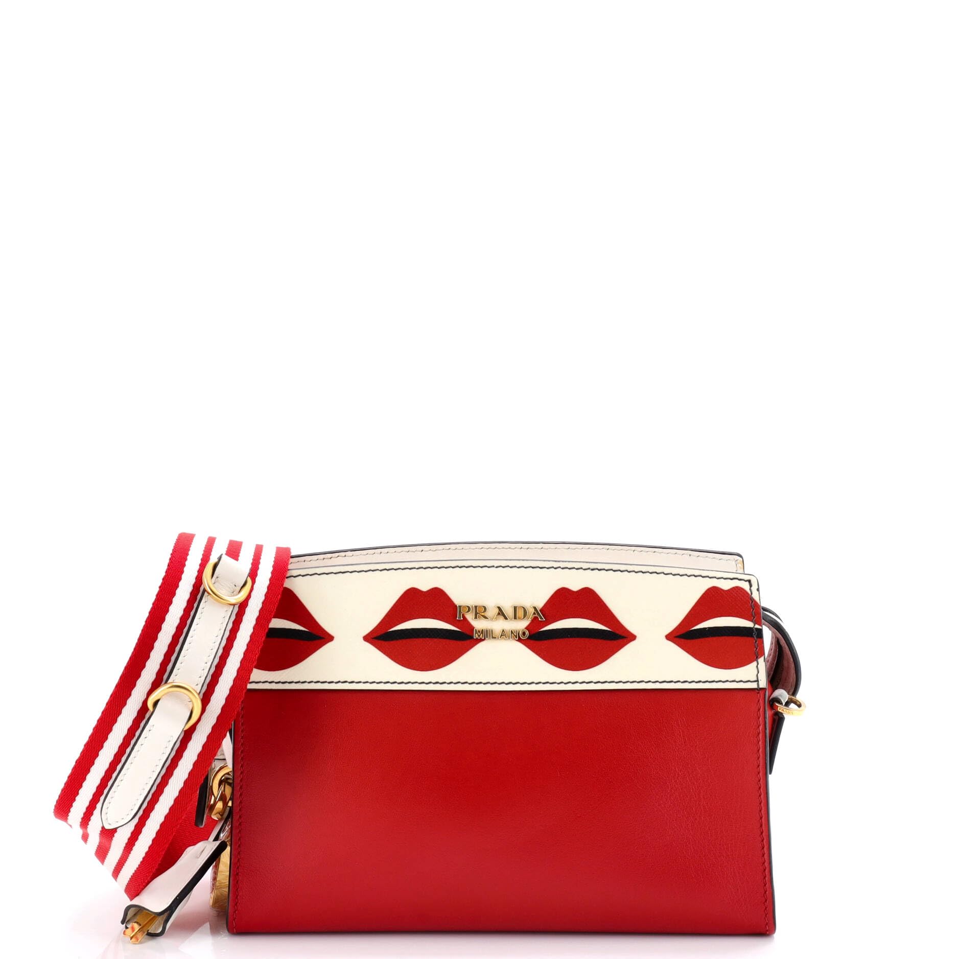 Pre-Loved Esplanade Crossbody Bag Printed Saffiano and City Calf Small, Red