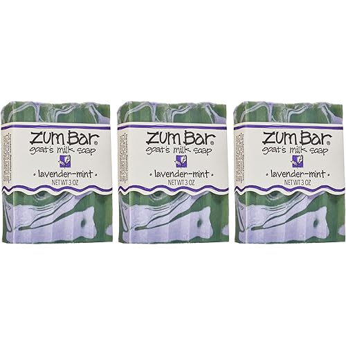 Indigo Wild Zum Goat's Milk Soap Bar - Bar Soap for Hands & Body Made with Essential Oils - 3 oz - Lavender-Mint (3 Pack)