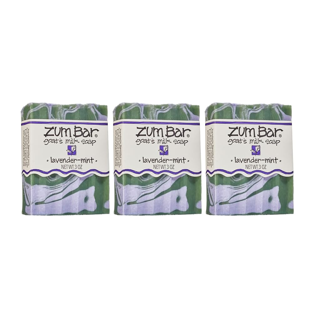 Indigo Wild Zum Goat\'s Milk Soap Bar - Bar Soap for Hands & Body Made with Essential Oils - 3 oz - Lavender-Mint (3 Pack)