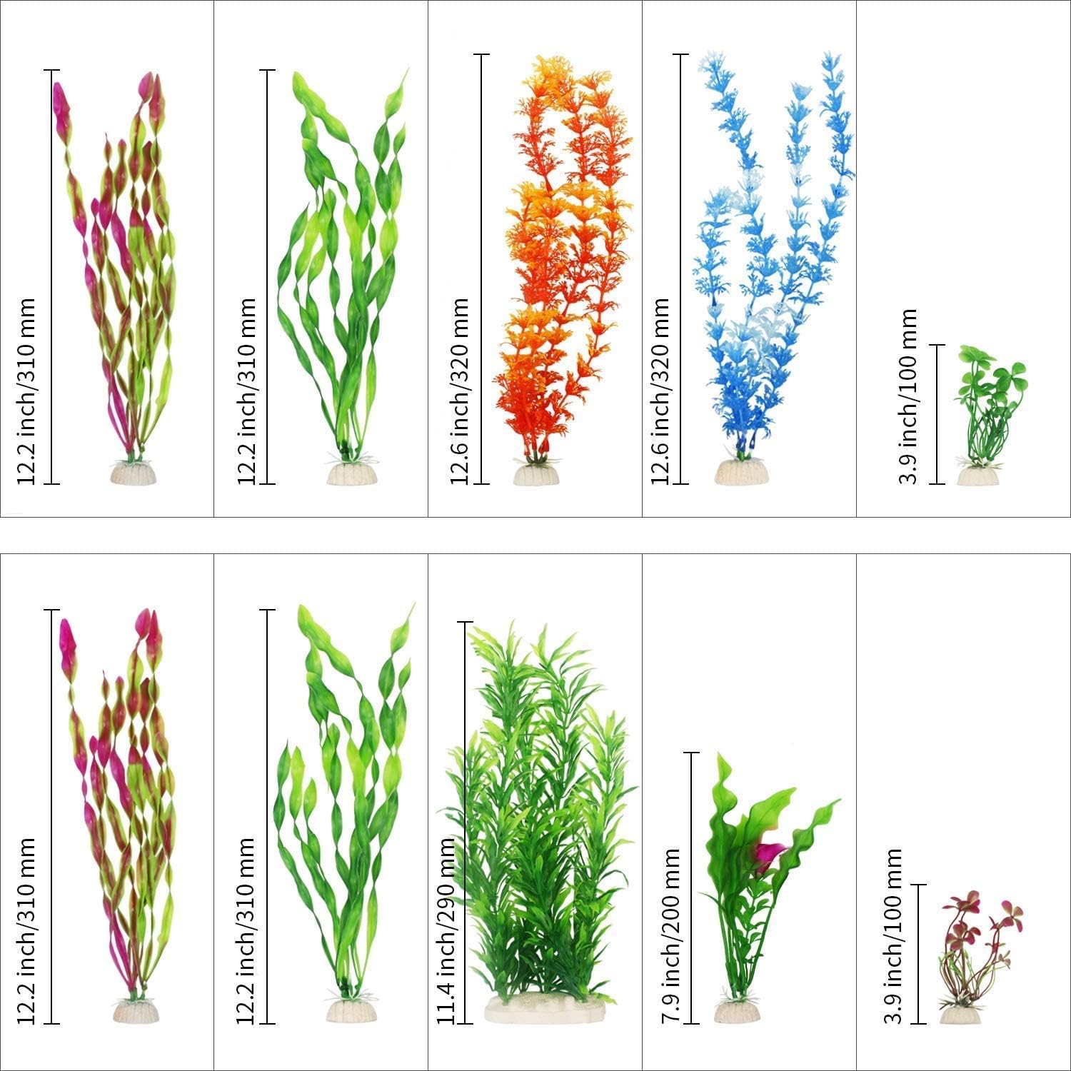 MyLifeUNIT Artificial Aquarium Plants, 12 Pcs Fish Tank Plants for Decorations Bundle