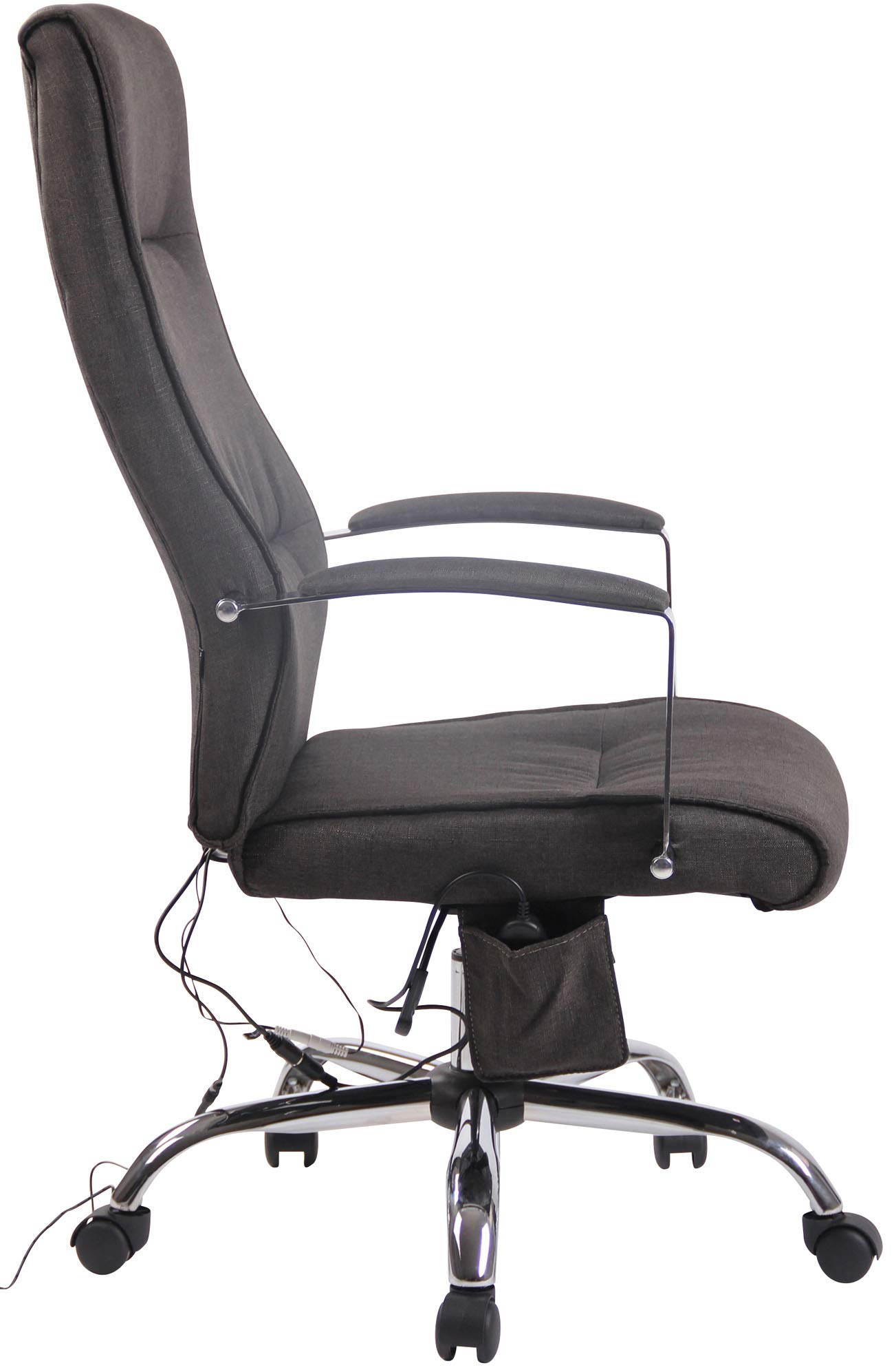 CLP Fauteuil De Bureau Portland Similicuir Ou Tissu avec Fonction Massage I Hauteur Réglable I Chaise De Bureau Pivotante Piètement Métallique, Couleur:Gris foncé, Matériel:Tissu
