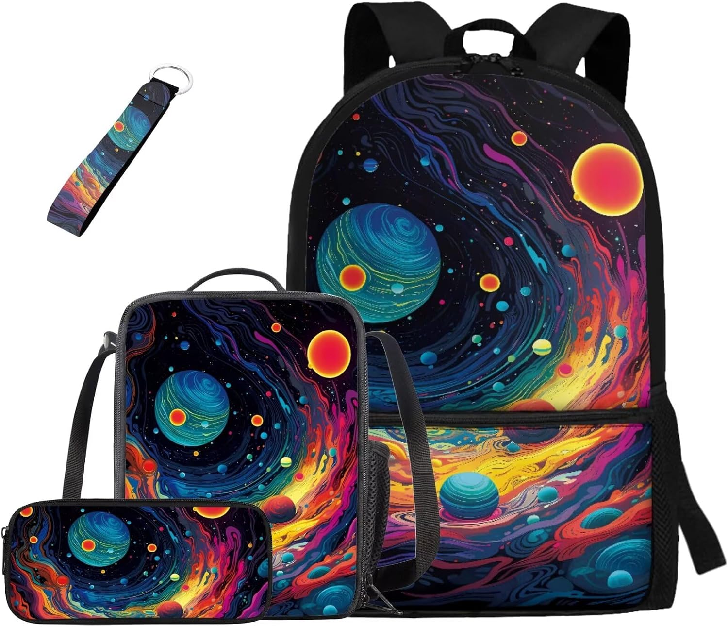 COEQINE 4 In 1 Burning Baseball Backpack for Boys 4-6 with Lunchbox Preschool Bookbag for Boys 6-8 with Pencil Box Cool Travel Baseball Keychains for Boys Backpack for Sport
