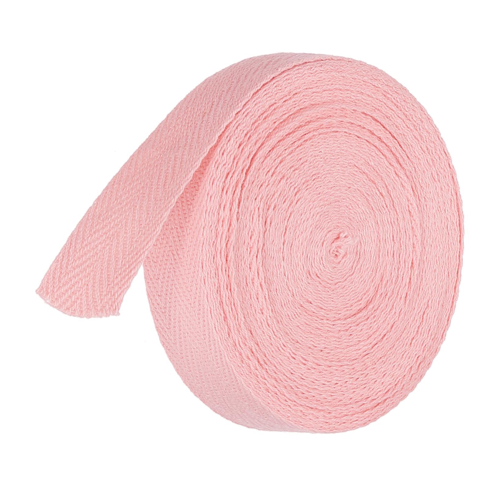 TA-VIGOR Cotton Twill Tape 20mm x 10 Yards Herringbone Webbing Light Pink