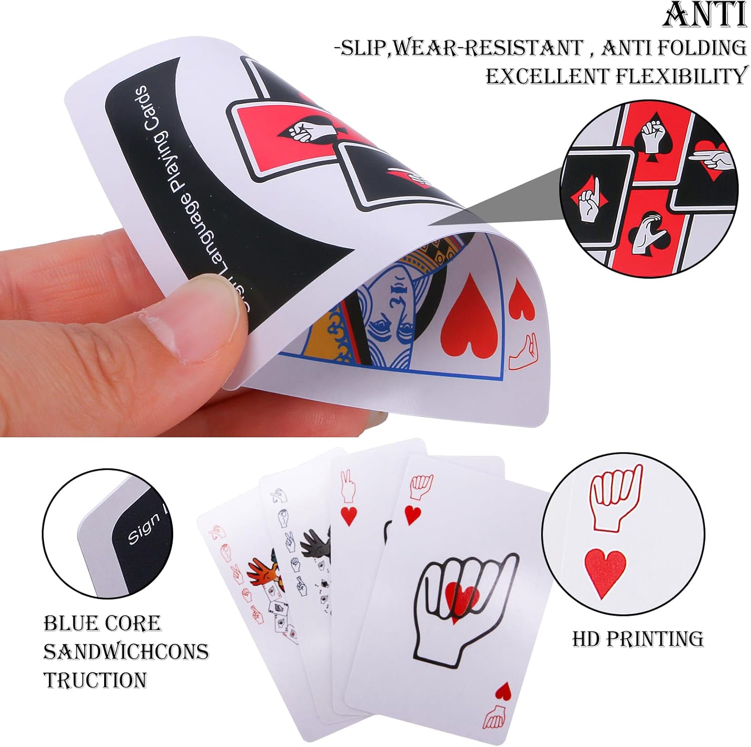 American Sign Language Flash Cards & Playing Cards – 2-in-1 ASL Learning Card Game, 54-Card Deck with Jokers, Visual Sign Guide for Beginners, Home Learning & Language Practice