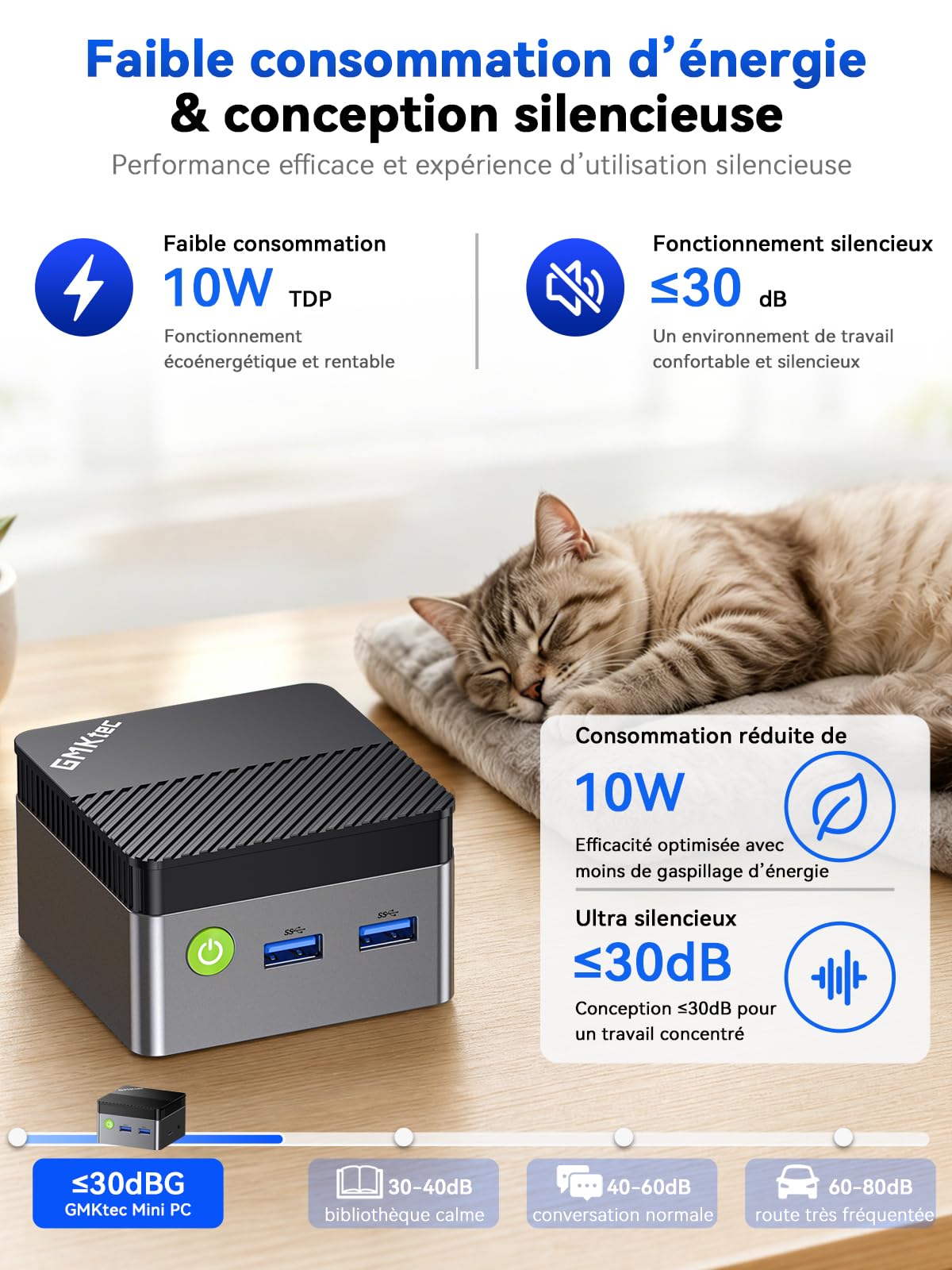 GMKtec G5S Mini PC, 3 Ans d’Assistance, Mini Ordinateur de Bureau Intel N5095 Plus performant Que N5030/J3355, 8Go LPDDR4 128Go SSD M.2, Double HDMI 4K@60Hz, USB 3.2 x3, WiFi 6, BT 5.2, Lecteur SD